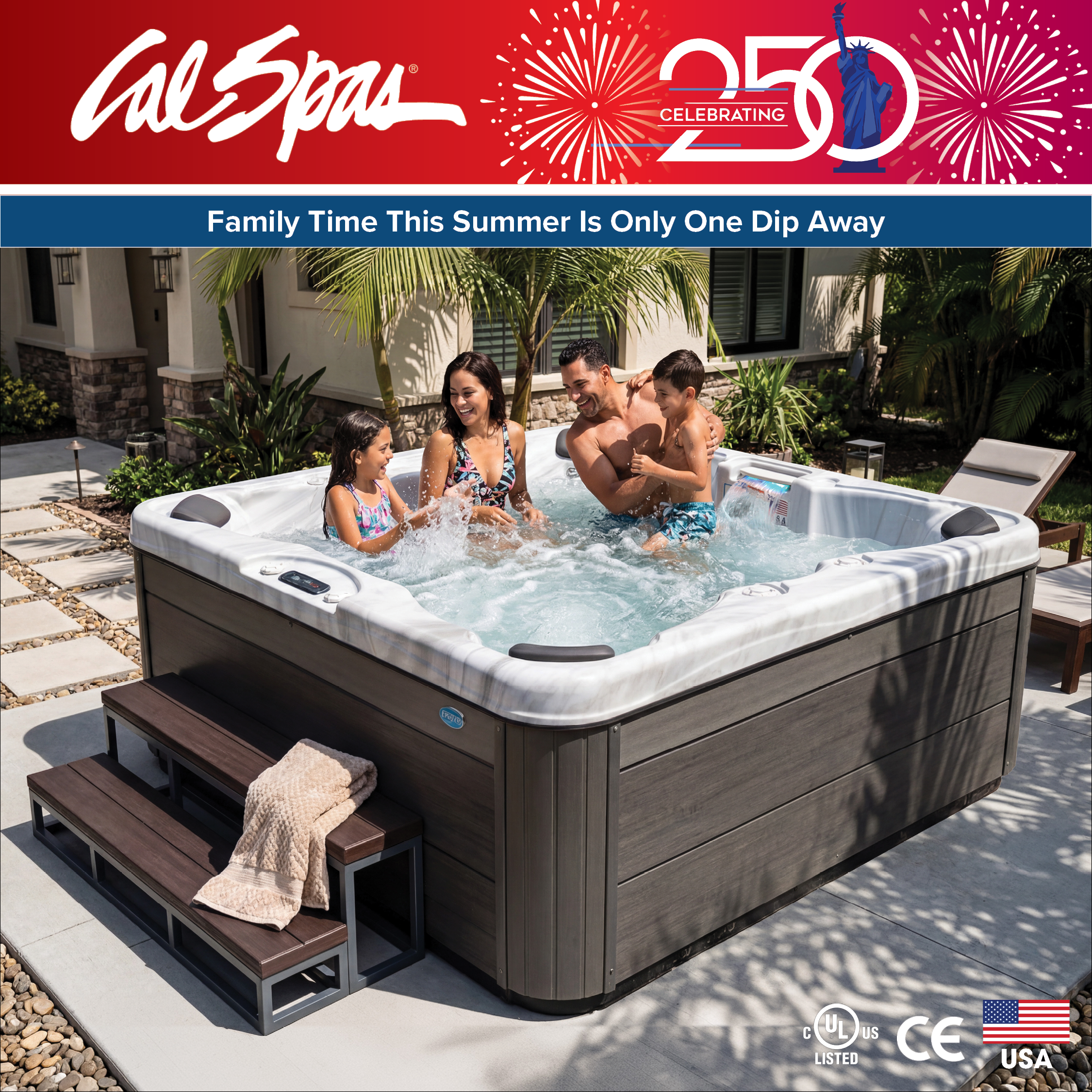 Calspas hot tub being used in a family setting - Trenton